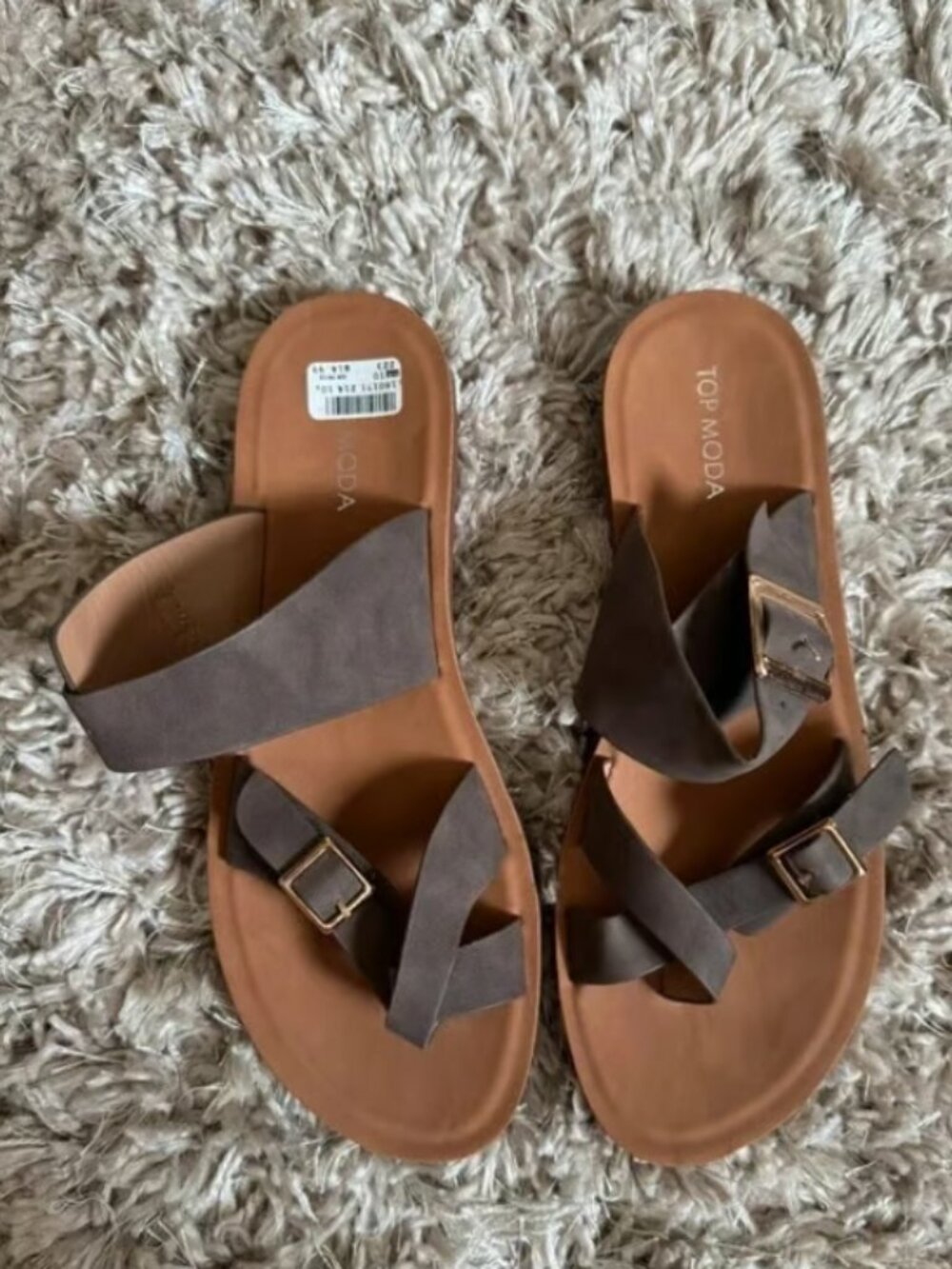 New TOP MODA Women's Brown Slide Sandals